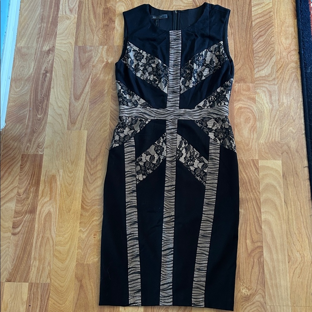 BCBGMaxAzria Black Dress with Beige Details